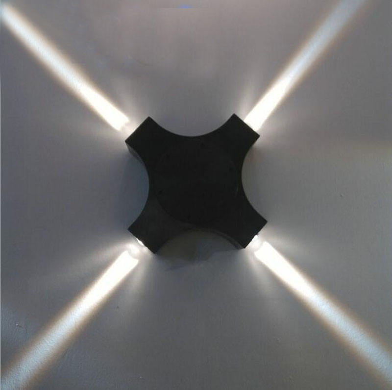 Nuevo LED Lámpara de pared para exteriores 12W Cross Star 4 lados Iluminación impermeable IP65 para decoración de jardín