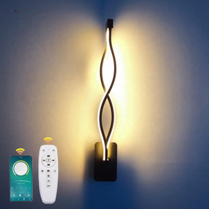 Lámpara de pared LED de 21W, luces de pared de atenuación continua de 2,4G con control remoto, escaleras, pasillo, blanco cálido largo, temperatura de tres colores