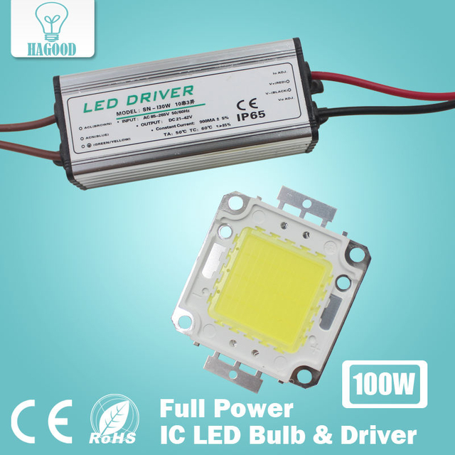Real Full Watt 10W 20W 30W 50W 100w Chips de lámpara LED COB de alta potencia Bombilla con controlador LED para reflector DIY Spot light Lawn