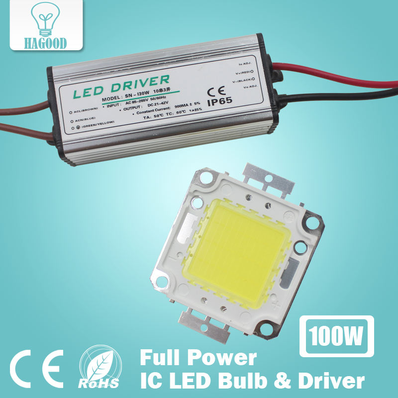 Real Full Watt 10W 20W 30W 50W 100w Chips de lámpara LED COB de alta potencia Bombilla con controlador LED para reflector DIY Spot light Lawn