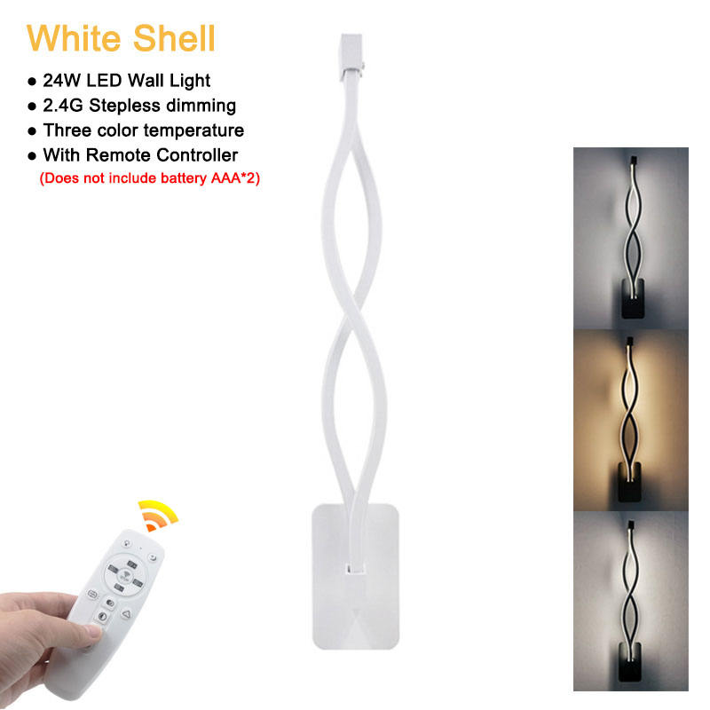 Luces LED de pared de 21W, lámpara de decoración de aluminio para porche artístico, 2,4G, tres colores regulables con controlador, iluminación luminosa para cabecera