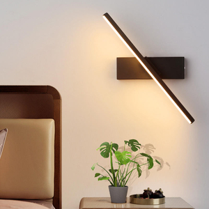 Lámpara de pared para cabecera, ángulo ajustable giratorio, iluminación LED para interiores, lámpara de pared de tira simple de aluminio