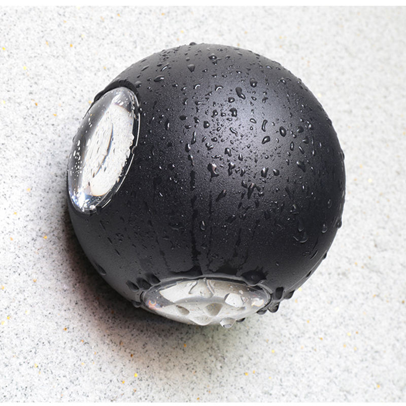 Lámpara de pared LED de alta calidad, negra, de cuatro lados, 12W, redonda, impermeable, para exteriores, para jardín, decorativa, colorida, arriba y abajo