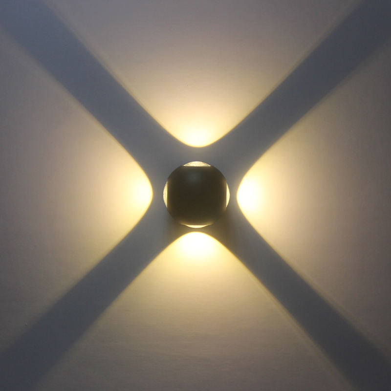 Nuevo artículo, lámpara de pared Led redonda para exteriores de 12 W, impermeable, blanca, con fuente de iluminación de 4 lados, artesanías, escritorios de recepción, lámpara redonda Decora