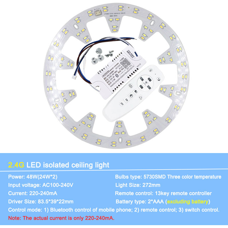 Superficie de fuente de luz de repuesto inteligente de 2,4G para candelabro de Control remoto, luz led de techo, controlador de luz de techo