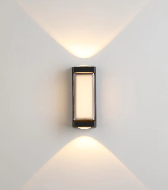 Lámpara de pared LED a prueba de agua, luces decorativas para jardín, luz de pared exterior de aluminio hacia arriba y hacia abajo, lámpara de pared LED montada