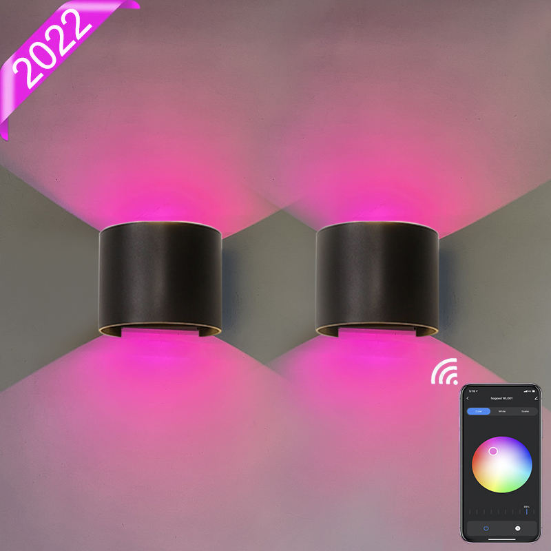 Última versión, lámpara de pared impermeable con Wifi, candelabro RGBW para exteriores, cambio de Color por lámpara de aplicación inteligente, compatible con Amazon Alexa, asistencia de Google
