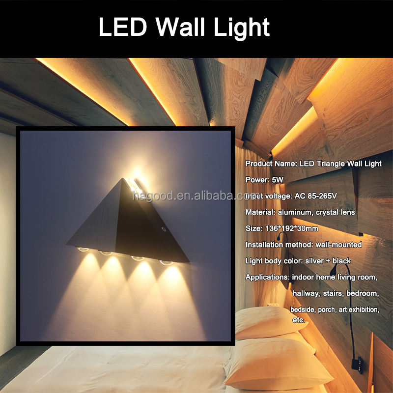 Hagood recién llegado 5W triángulo decorativo Led luz de pared AC85-265V iluminación interior escandinavo Simple moderno Vintage