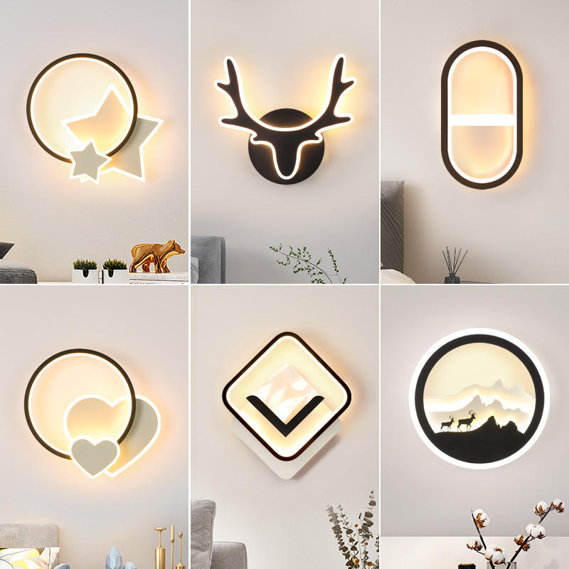 Wandlamp Slaapkamer Woonkamer Achtergrond Wandlampen Modern Minimalistisch Licht Luxe Trap Gangpad Creatie Lamp Wandlamp Bed