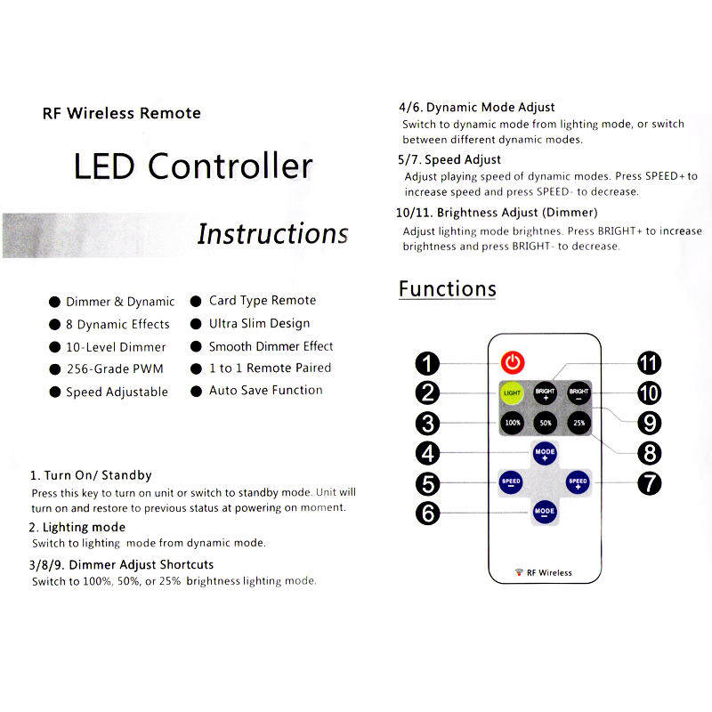 Controlador remoto inalámbrico RF LED 12A 5V-24V LED RF Mini controlador de atenuación remoto inalámbrico para tira LED con envío gratis