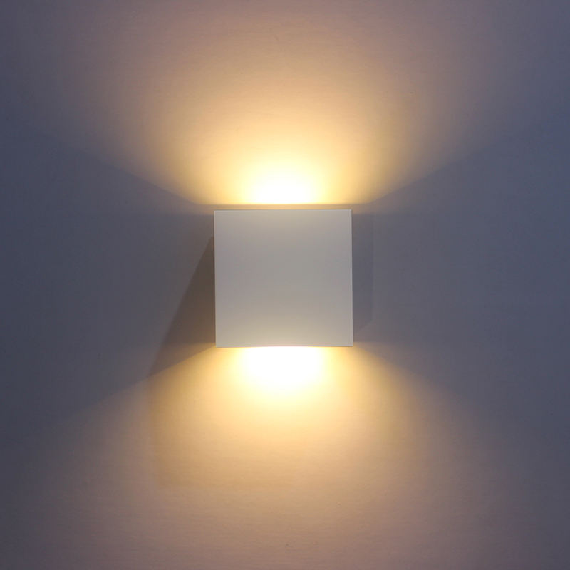 Cubo CoB 6W LED arriba abajo aplique de pared AC85-265V dormitorio cabecera cubo pared luz interior aluminio decoración accesorio de iluminación