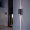 Lámpara Led moderna, haz de luz de carcasa negra, luz de pared impermeable y luz nocturna para exteriores, luces de pared hacia arriba y hacia abajo para el hogar