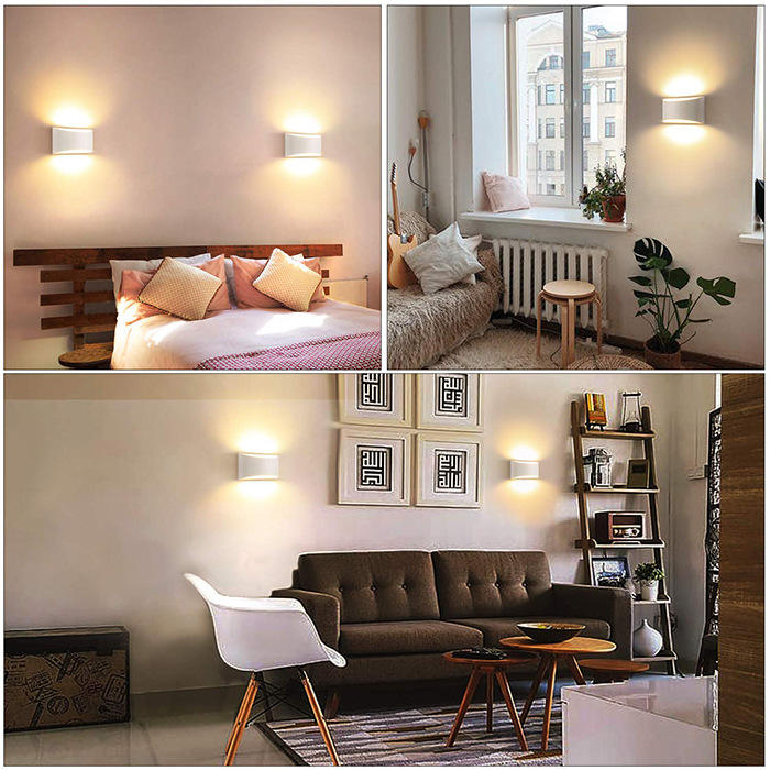 Lámpara de pared LED de 10 W para interiores, lámpara de pared decorativa de aluminio arriba y abajo, aplique de pared LED para dormitorio, iluminación impermeable