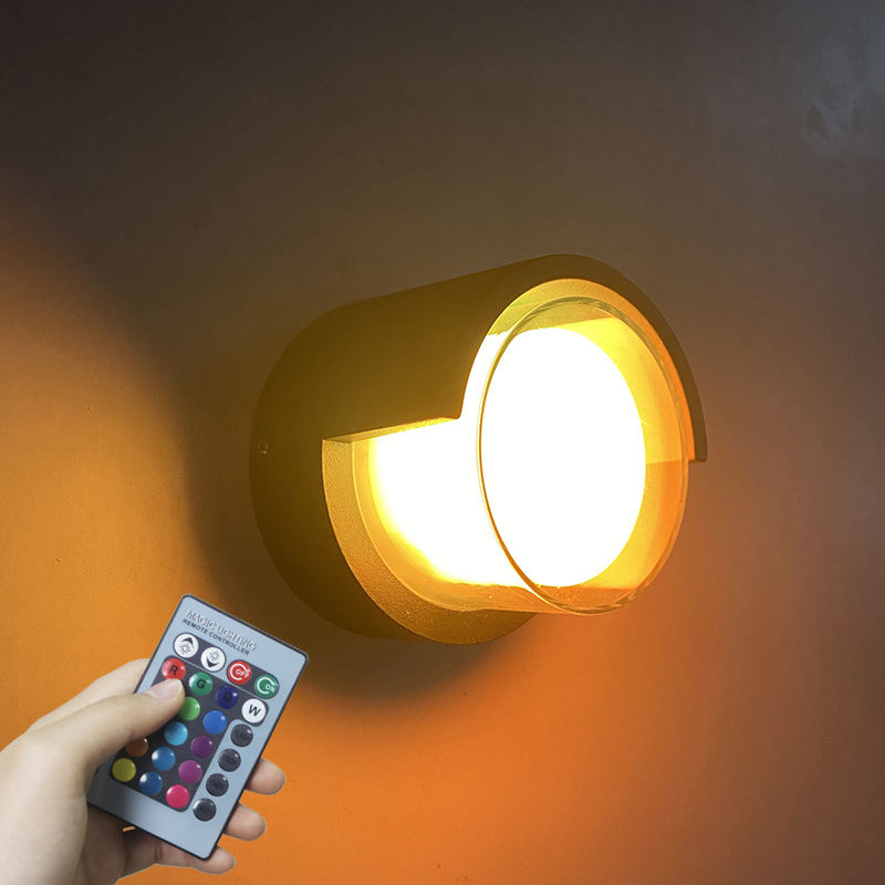 Lámpara de pared RGB impermeable acrílica para exteriores, lámpara de pared de 5 W, iluminación de porche, aplique de pared para jardín y decoración del hogar