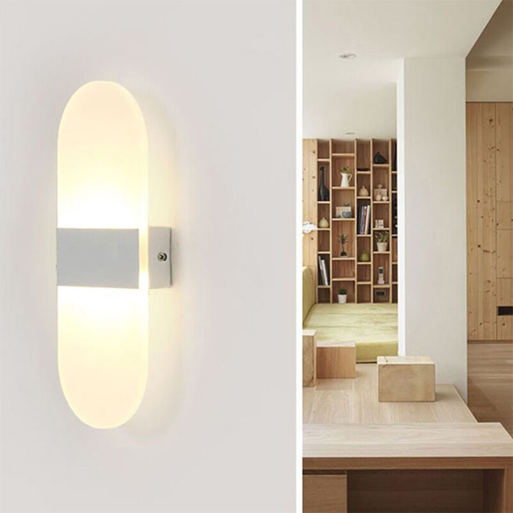6W Led Light Sliver Lámpara de pared acrílica Iluminación acrílica Lámpara de pared rectangular Lámpara colgante de pared acrílica Moderna Popular Nightlight Precio de fábrica 
