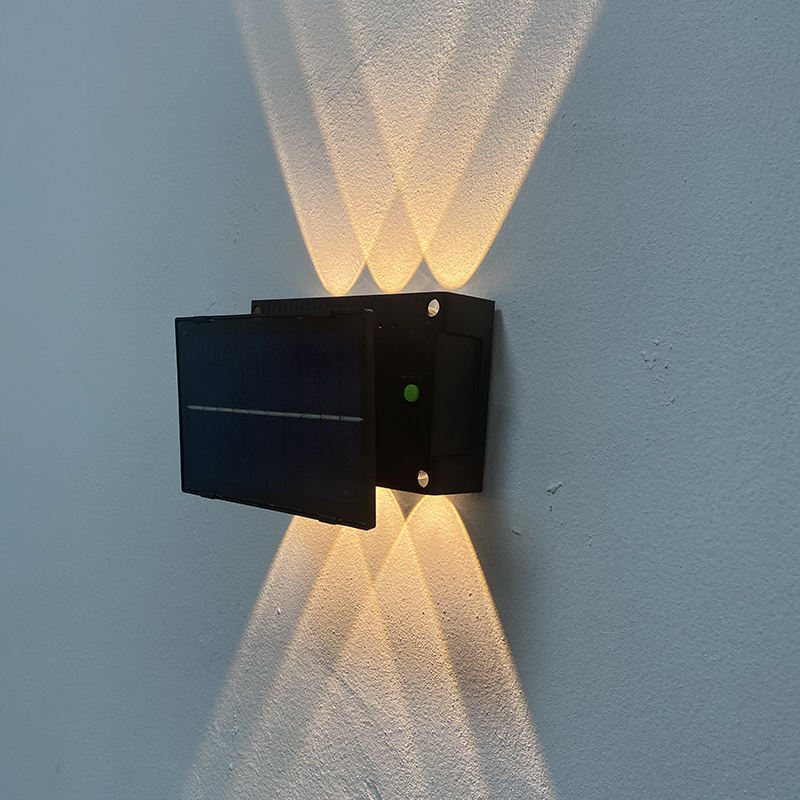 Lámpara de pared impermeable para jardín Solar al aire libre, luz de arriba y abajo, lámpara decorativa para jardín, pared, calle, hogar, escalera, lámpara alimentada por energía solar