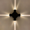 4W 12W LED Lámpara de pared al aire libre Cross Star 4 Iluminación lateral Impermeable IP65 para decoración de jardín Luz al aire libre