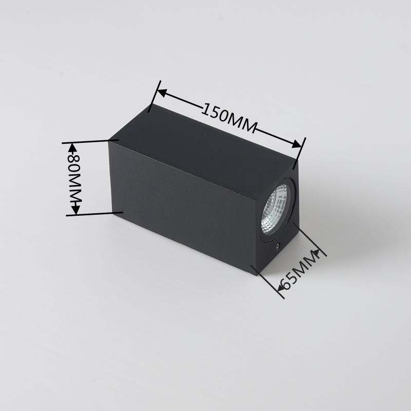 Lámpara de pared impermeable de doble cabeza cuadrada de 12 W, lámpara de noche única, lámpara de pared impermeable IP65 para decoración de jardín
