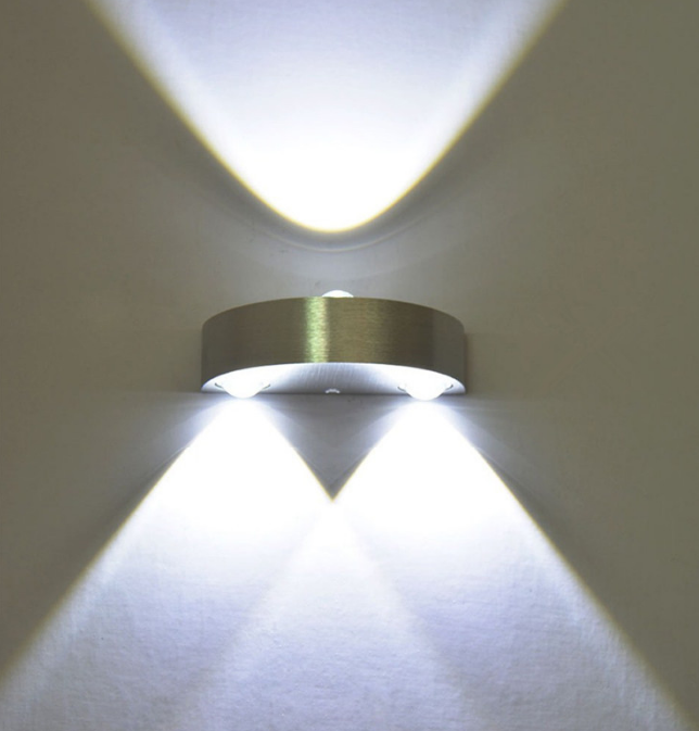 Lámpara de pared LED de semicírculo de estilo único de 3w, luces de pared de aluminio hacia arriba y hacia abajo para el hogar, dormitorio, mesita de noche, pasillo, sala de estar