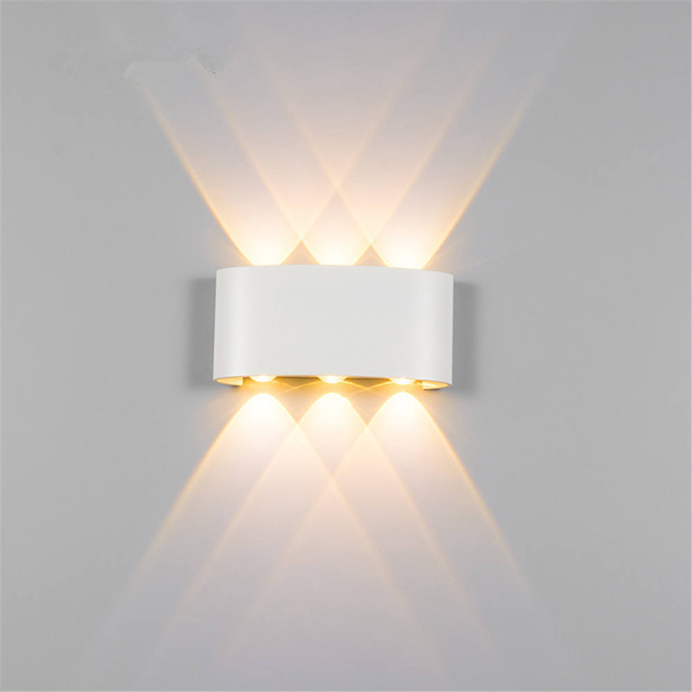 Lámpara de pared impermeable para exteriores, 4W, 6W, 8W, 10W, 12W, ovalada hacia arriba y hacia abajo, resistente al agua, IP65, luz de pared Exterior, porche, luz de jardín
