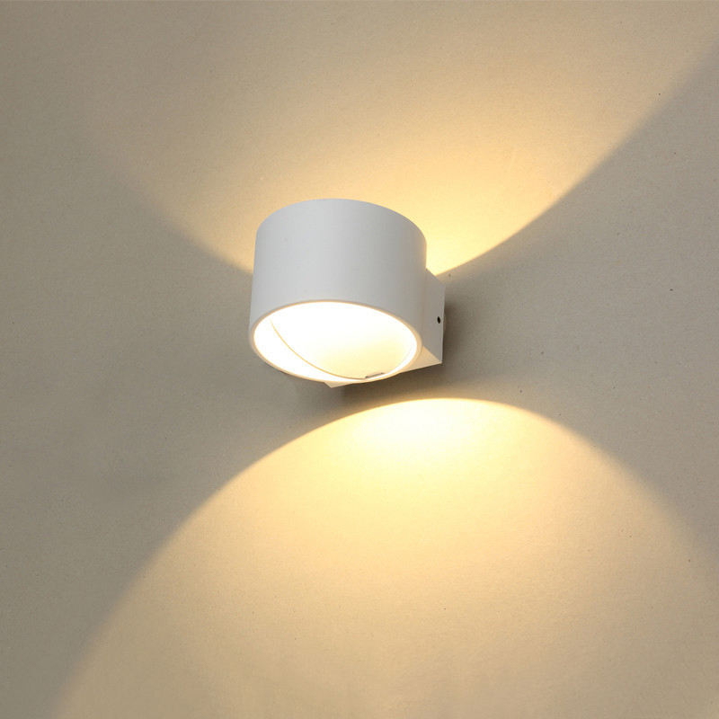 Luz de pared circular de luz blanca cálida/fría de 5W para decoración de interiores, luces brillantes, lámpara de pared LED negra/blanca, luz de arriba y abajo