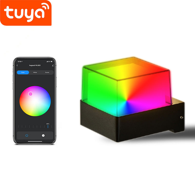 Nueva lámpara de pared inteligente LED de control de aplicación IP65 lámpara de pared decorativa de moda colorida a prueba de agua