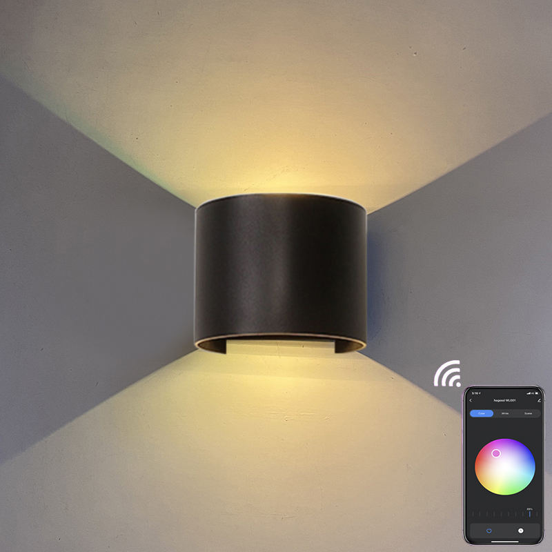 9/12W Tuya APP nuevo semicírculo impermeable Wandlampe Led aplique de pared iluminación exterior impermeable IP65 ángulo de iluminación ajustable