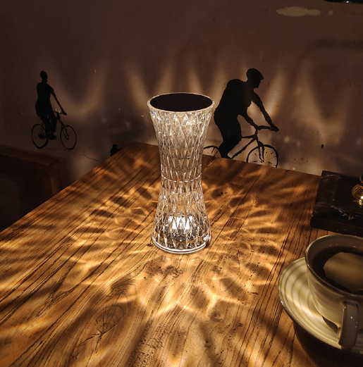 Lámpara de mesa de luz nocturna recargable acrílica de cristal rosa, lámpara de escritorio con Control táctil Tiktok que cambia de Color