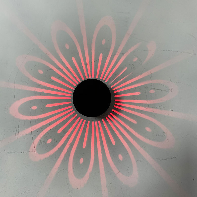 Luz de pared LED montada Lámpara de efecto RGB Rayos de proyección de girasol AC85-265V Lámpara de pared de pasillo de control remoto 1W / 3W