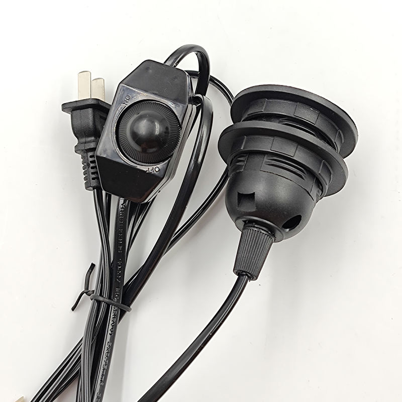 Base de portalámparas Edison E26 E27 de plata negra junto a la base de lámpara de mesa de escritorio con interruptor y cable