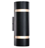 Luz negra moderna a prueba de agua para montaje en pared, aplique de pared de aluminio, 2 luces, luz de pared para exteriores, AC85-265, lámpara de arriba y abajo