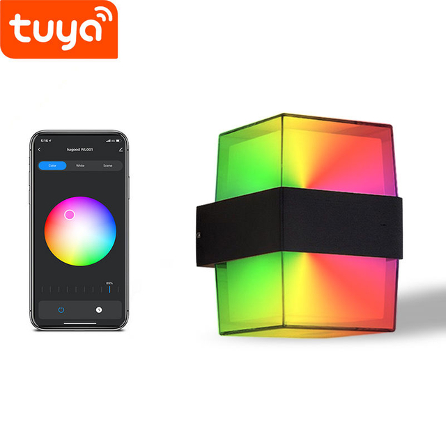 Tuya Graffiti aplicación inteligente Control RGBW cambio de Color iluminación exterior impermeable IP65 jardín inteligente Wifi LED lámpara de pared