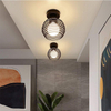 Lámparas de techo E27 de hierro Vintage para interiores, accesorios para pasillo, lámpara de techo LED Retro para interiores, para dormitorio, sala de estar, negro