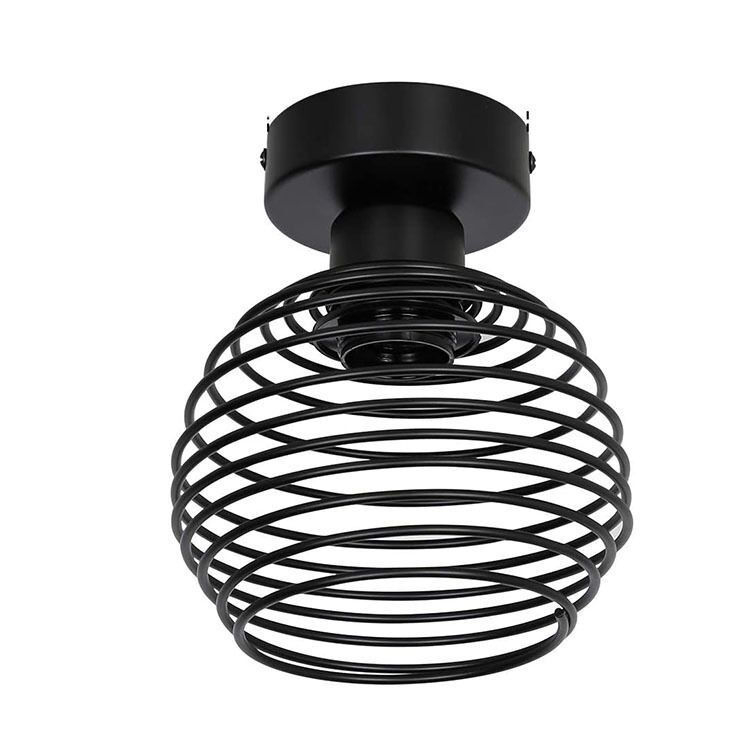 Lámparas de techo E27 de hierro Vintage para interiores, accesorios para pasillo, lámpara de techo LED Retro para interiores, para dormitorio, sala de estar, negro