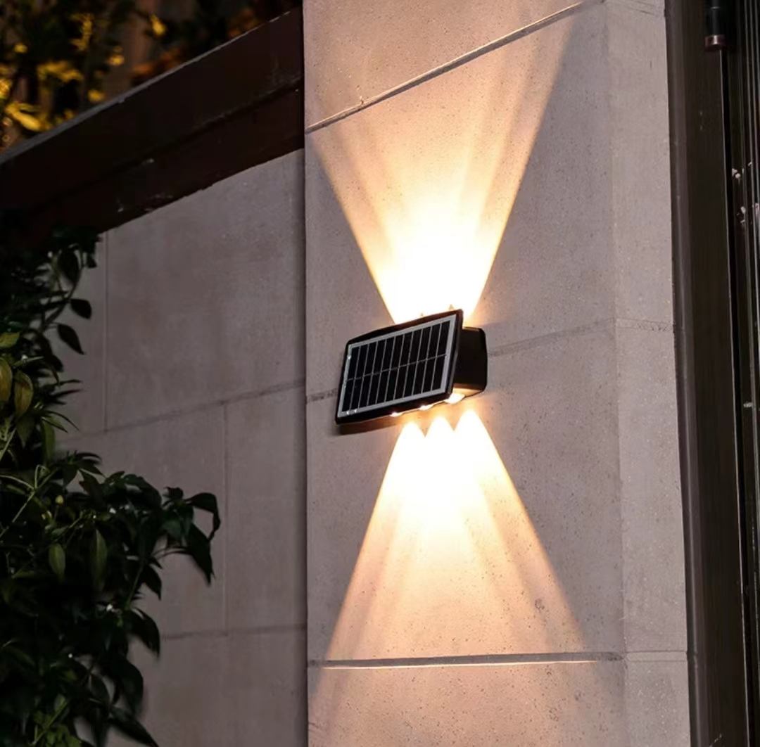 6LED Solar pared luz exterior impermeable LED luces de pared para patio calle paisaje jardín decoración lámpara Solar pared exterior