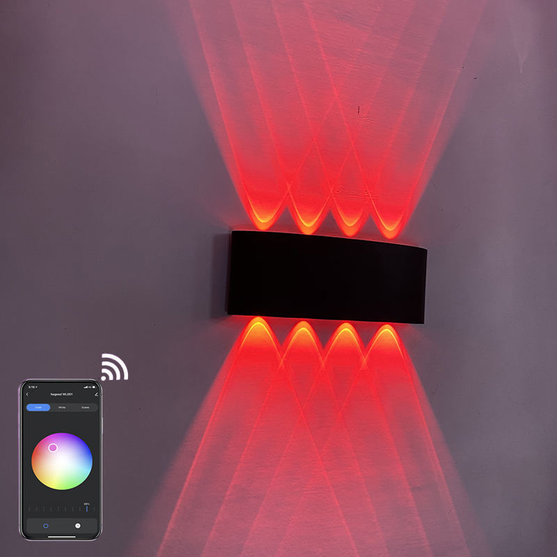 Aplicación de AC85-265V Control remoto Compatible con Bluetooth Regulable, aplique de pared Lámpara de pared RGB moderna Lámpara LED de hotel Luz LED 