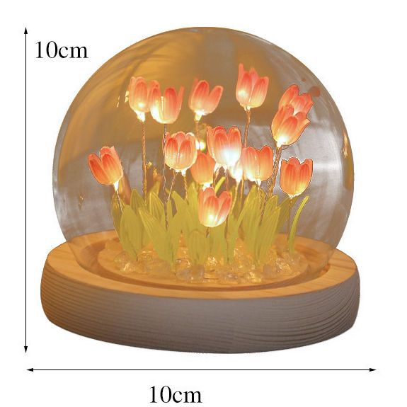 Luz de noche de tulipán hecha a mano, película termorretráctil, Material DIY, flor Artificial, luz de noche de tulipán, decoración del hogar, regalo para Gitlfriend