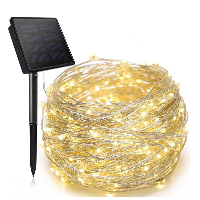 Luces de hadas de cadena solar 200 m Luces de Navidad Guirnalda impermeable al aire libre Lámpara de energía solar Navidad para decoración de jardín.