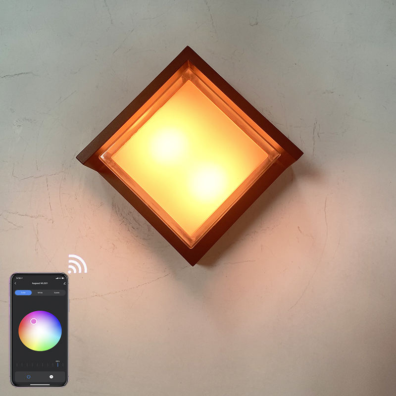 Estilo minimalista Tuya Smart WiFi LED Lámpara de pared 10W RGBW Aplicación interior exterior Aplique impermeable Luz de jardín regulable