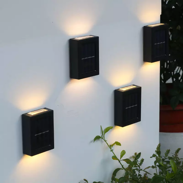 Luz de pared de carga solar Impermeable al aire libre IP65 Luz de pared de escalera arriba y abajo Luz de noche LED solar