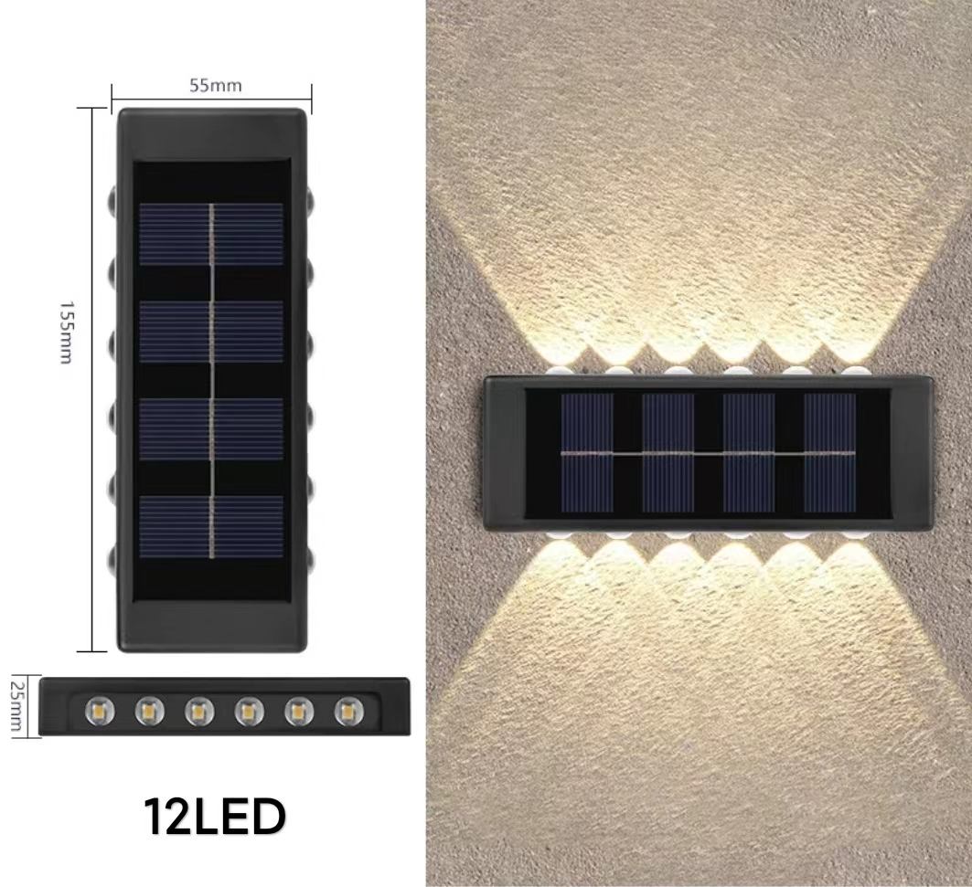 4LED 6LED 8LED 10LED 12LED 16LED luz de pared solar hacia arriba y hacia abajo decoración exterior jardín patio hogar luz de pared impermeable