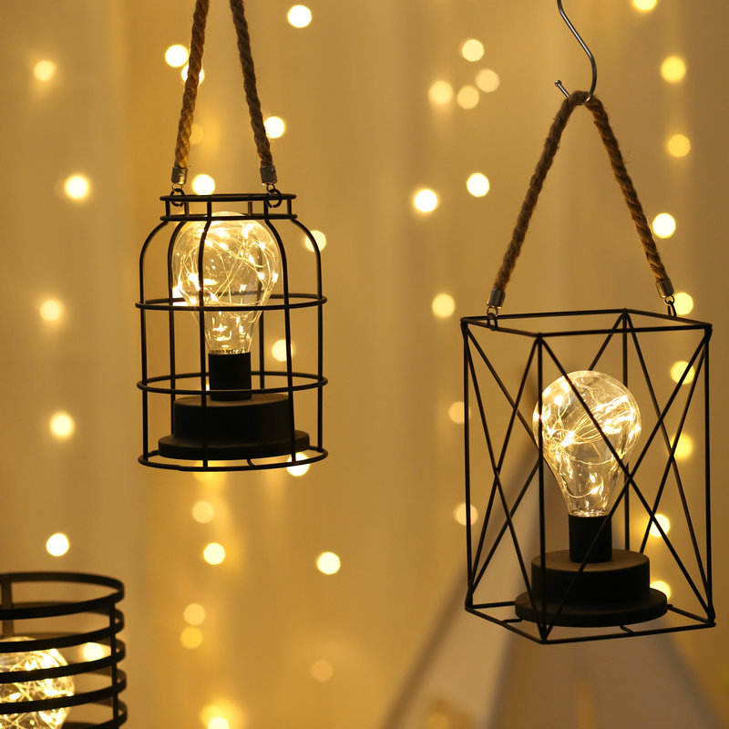Lámparas de mesa de arte del hierro Retro para dormitorio, sala de estar, lámpara de noche LED, lámpara de cama, luz de noche, luz decorativa de Navidad