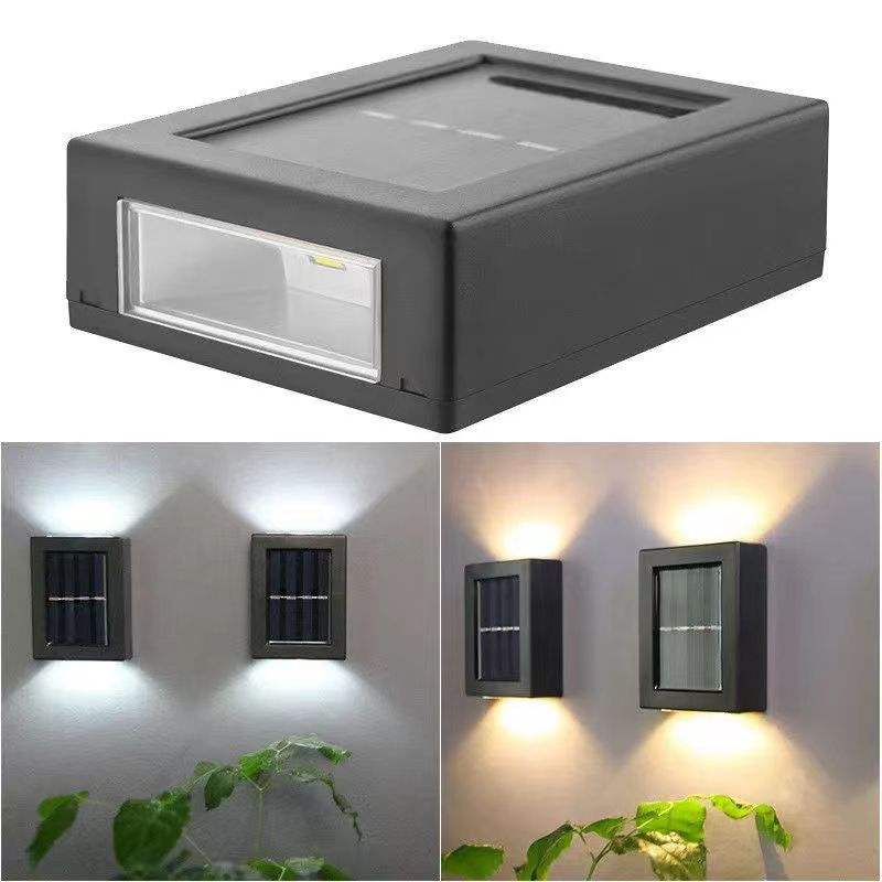 Luz solar de pared, lámpara inteligente para exteriores, resistente al agua, para jardín, arriba y abajo, luz de pared para escaleras, candelabro solar, luz nocturna, arandela de pared Solar