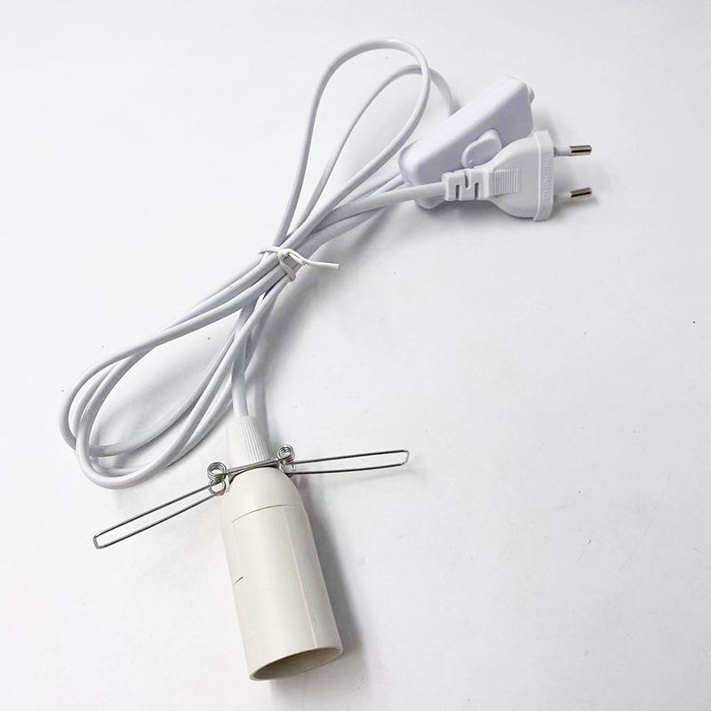 Portalámparas colgante europeo con enchufe de base E14 con interruptor de encendido y apagado, enchufe de la UE, extensión de cable vintage, base de bombilla e14