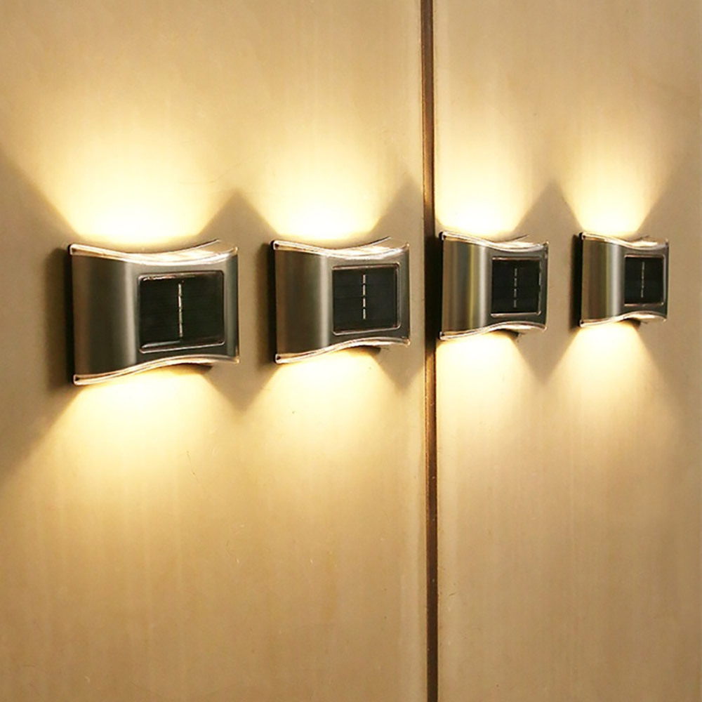 Nueva lámpara solar 6LED IP65 Lámpara impermeable al aire libre Lámpara de pared del patio para la decoración de la villa del jardín