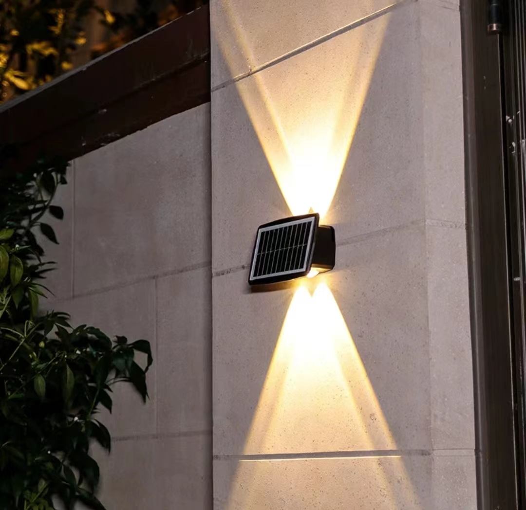 4LEDSolar luz de pared al aire libre impermeable LED luces de pared para patio calle paisaje jardín decoración lámpara Solar pared exterior