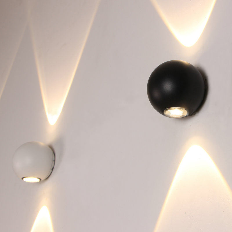 6W Luz impermeable 2023 NUEVAS luces de bola Lámparas de pared LED para exteriores Lámpara de pared impermeable redonda Lámpara de pared arriba y abajo
