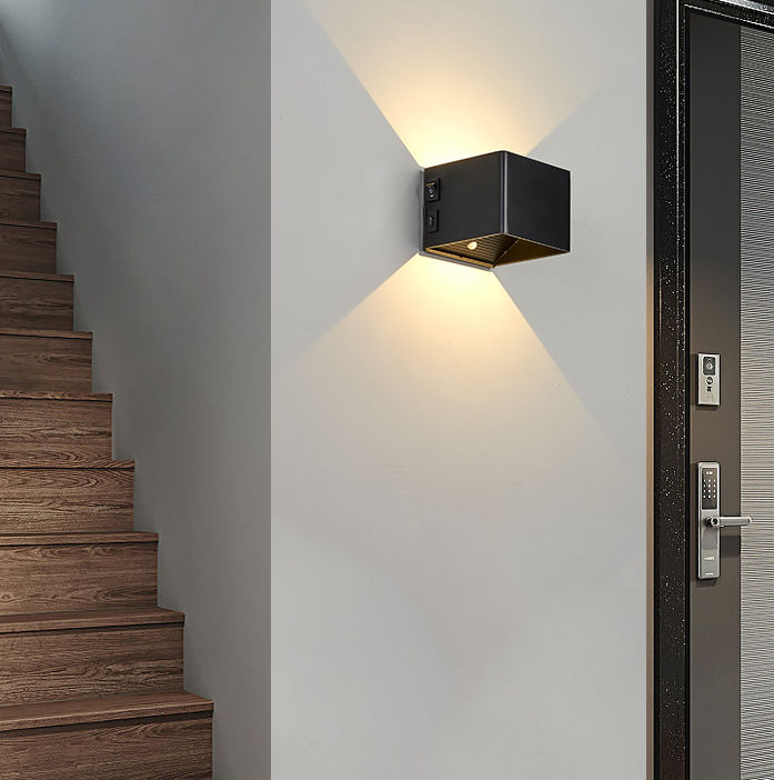 Luces de pared recargables por USB, iluminación con Sensor de movimiento interior para el hogar, lámpara de noche para dormitorio, pasillo, escalera, luces decorativas, lámpara de pared