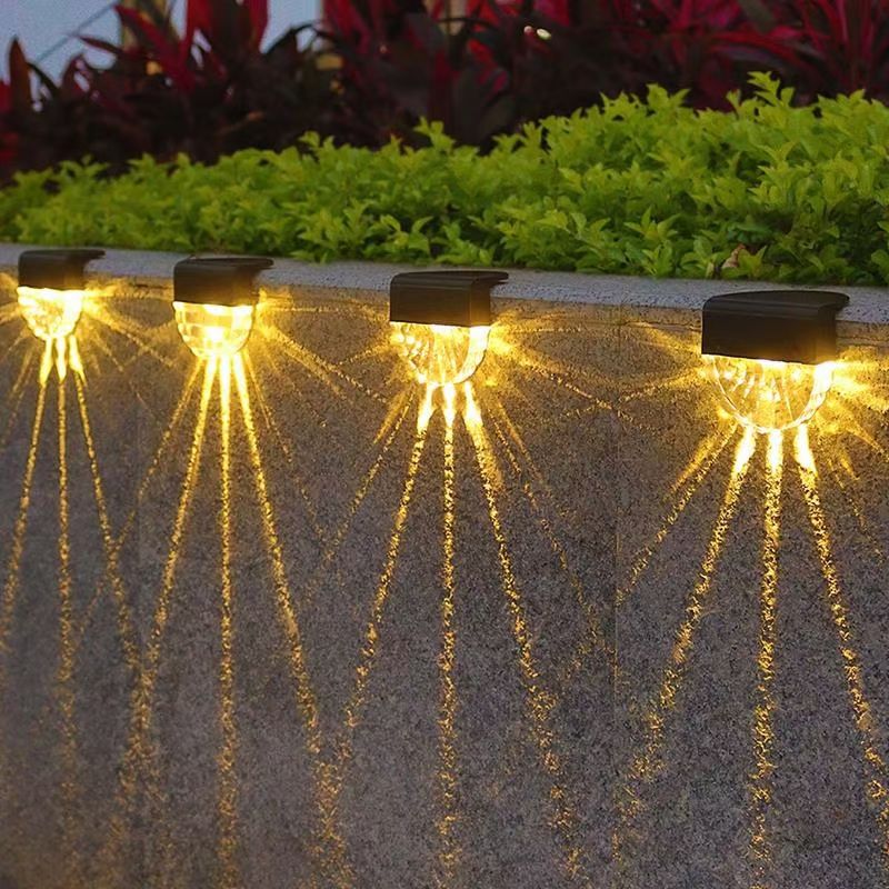Lámpara solar LED de color blanco cálido para escaleras, luces de jardín para exteriores, luz solar impermeable para balcón, decoración para valla de escalera de Patio