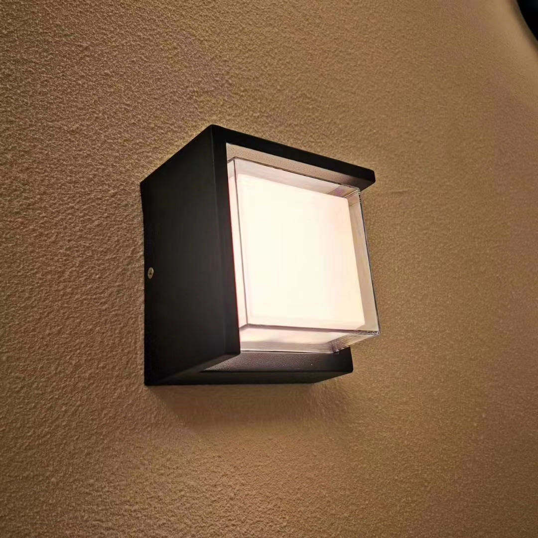 Lámpara de pared Led impermeable para decoración de jardín y exteriores, candelabro de iluminación para puerta delantera, luminaria de AC85-260V, accesorio de pantalla negra